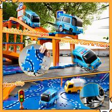 [Orange & Blue] 4-Tier Race Track Puzzle Kids Car Track Set For Kids 3+ With 3 Cars, Vehicle Toy Transportation Parts, Toddler Truck, Floor Puzzle Track Car Gift For Boys And Girls 3 4 5 6 7 8 Years Old - 藍色 - 查看 6