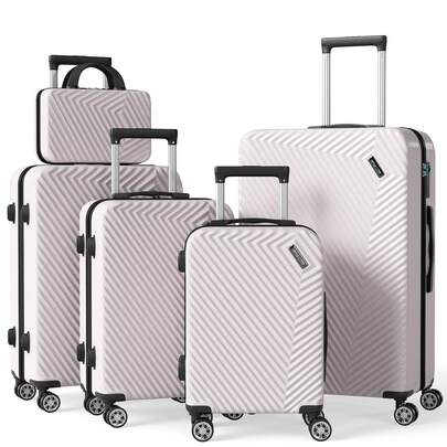 YSTYLE 5-Piece Suitcase (12/18/20/24/28 Inches), The Perfect Travel Companion! Scratch-Resistant, Beautiful, And Elegant. Lightweight And Easy To Carry With Swivel Wheels.