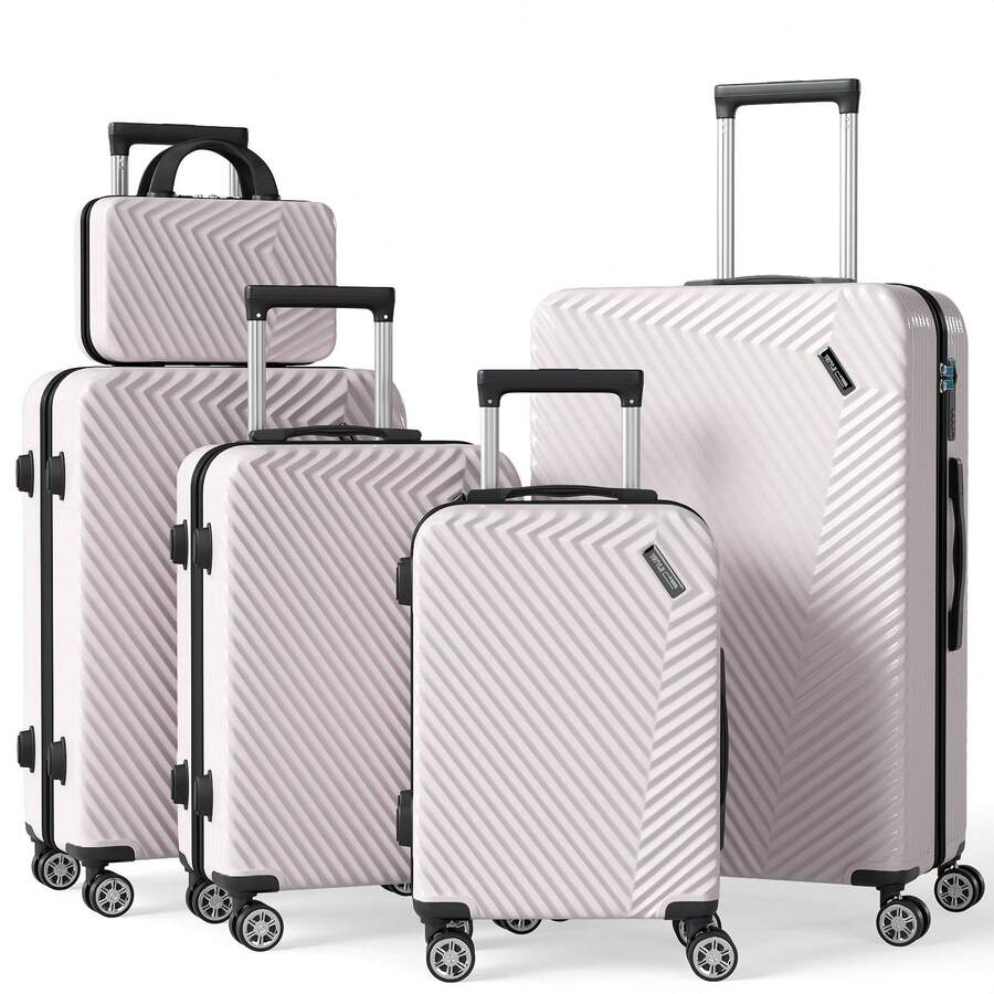 YSTYLE 5-Piece Suitcase (12/18/20/24/28 Inches), The Perfect Travel Companion! Scratch-Resistant, Beautiful, And Elegant. Lightweight And Easy To Carry With Swivel Wheels.