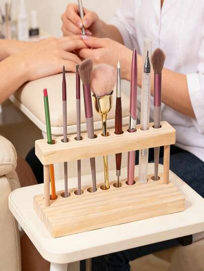 1个大容量美甲笔和化妆刷收纳架，美甲水钻笔和清洁刷展示架，指甲钳和指甲钳收纳盒，桌面美甲工具托盘