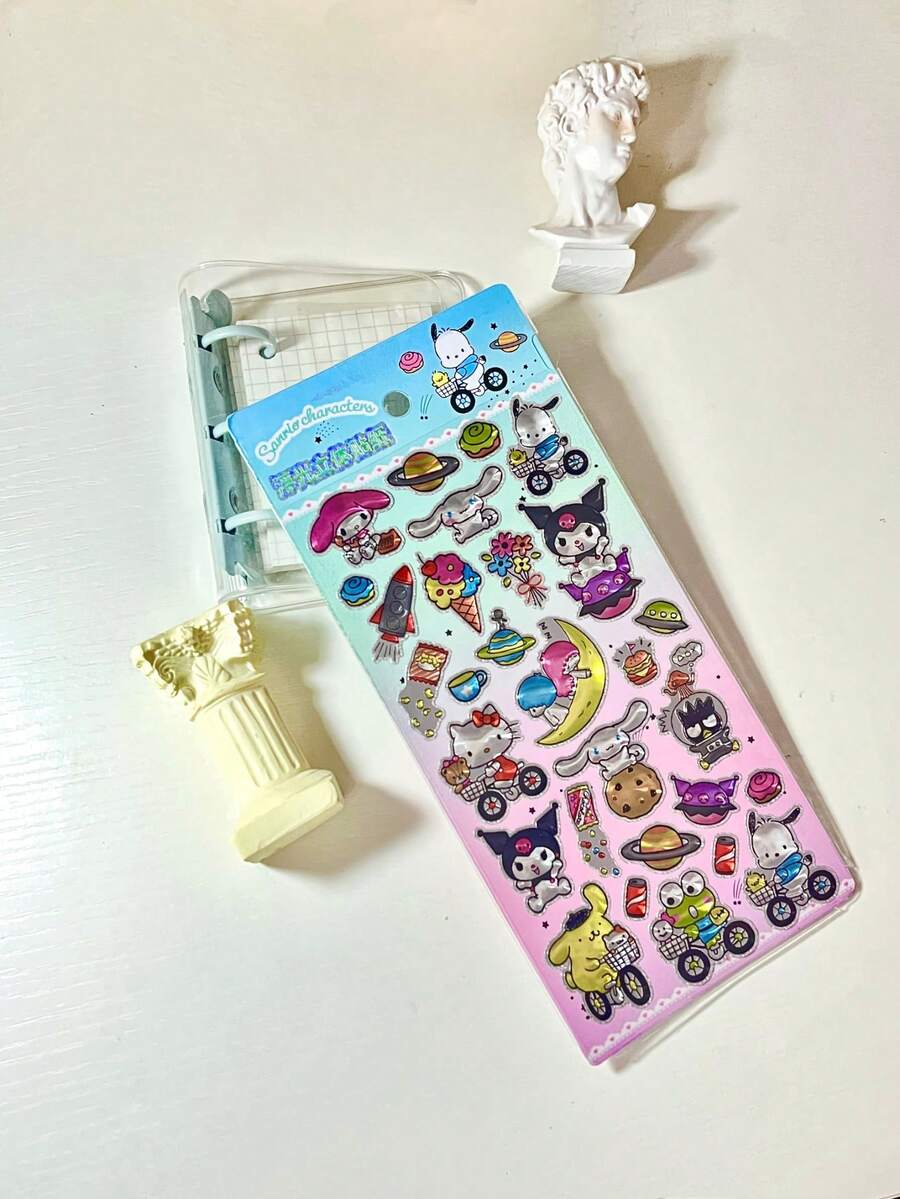 PET材质可爱卡通透明防水钱包贴纸，心形贴纸，女孩礼物，儿童礼物 - 彩色 - 查看 1