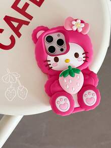 2022 New 3D Cute Cartoon Pink Strawberry Hello Kitty Sanrio Phone Case Compatible With IPhone 17 Pro Max, 16 Pro Max, 15 Pro, 14, 13, 12, Fashionable Floral Design, Unique - Multicolor - View 5