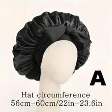 两件套奢华丝缎睡帽，包含丝缎发圈、大号柔软丝滑缎面蝴蝶结，优雅睡帽，可调节舒适贴合，系带式 - 男女通用护发产品，舒适荷叶边设计，贴合头部，保护秀发 | 丝缎睡帽 | 光滑丝缎