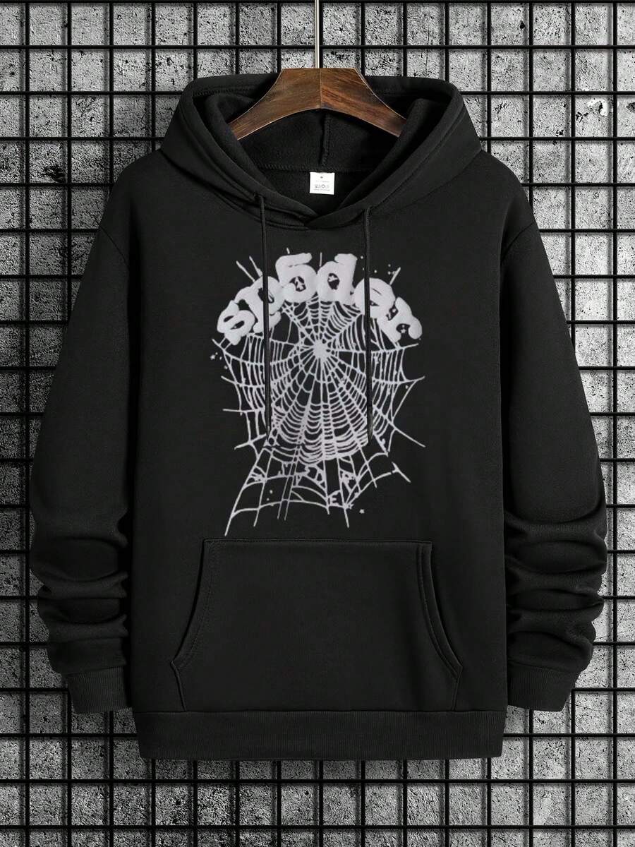 EW Hip Hop Spider Hoodies Set Y2k Hoodie ,Tracksuit Pullover Sweatshirt And Trousers For Men Or Women Matching Hoodies For Couples Casual Unisex - màu đen - Xem 1