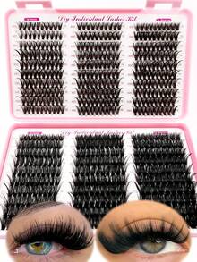 Rikuaild 540/544/570/590/608支大容量睫毛嫁接套装，俄式睫毛嫁接套装，尖头仙女卡通睫毛，单根3D浓密睫毛簇，D型卷翘睫毛簇套装，10-18毫米DIY睫毛嫁接，6种款式睫毛簇，尖头睫毛，单根睫毛簇，圣诞礼物 - D - 查看 11