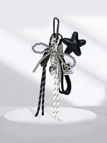 Y2K PU Leather Star Bag Charm, Handmade Nylon Rope Phone Pendant, Ins Single Buckle Tassel Keychain, Bow Star Keyring, Multi-Function Keychain Pendant, Exquisite Backpack Decor Accessories, Gift - Multicolor - View 14