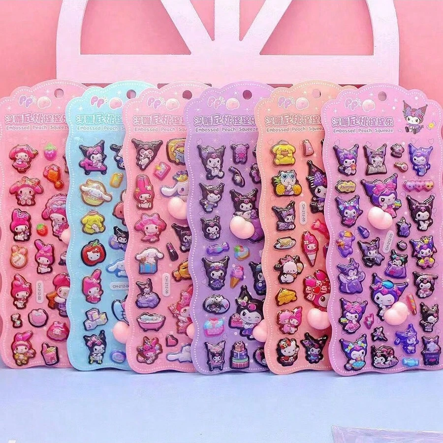 可爱3D卡通贴纸，创意儿童手机贴纸，防水材质，是女孩派对和聚会的完美装饰。颜色随机发货。 - 彩色 - 查看 1