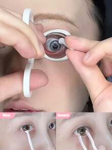 3pcs/Set Beginner Contact Lenses Removal Kit, Includes Eyelid Support Tool, Contact Lens Insertion/Removal Assistant, Portable Eyelid Expander, Lens Removal Tool, Lightweight And Portable, Smooth Operation, Hygienic Materials, Suitable For Beginners And Daily Wearers - White - View 2