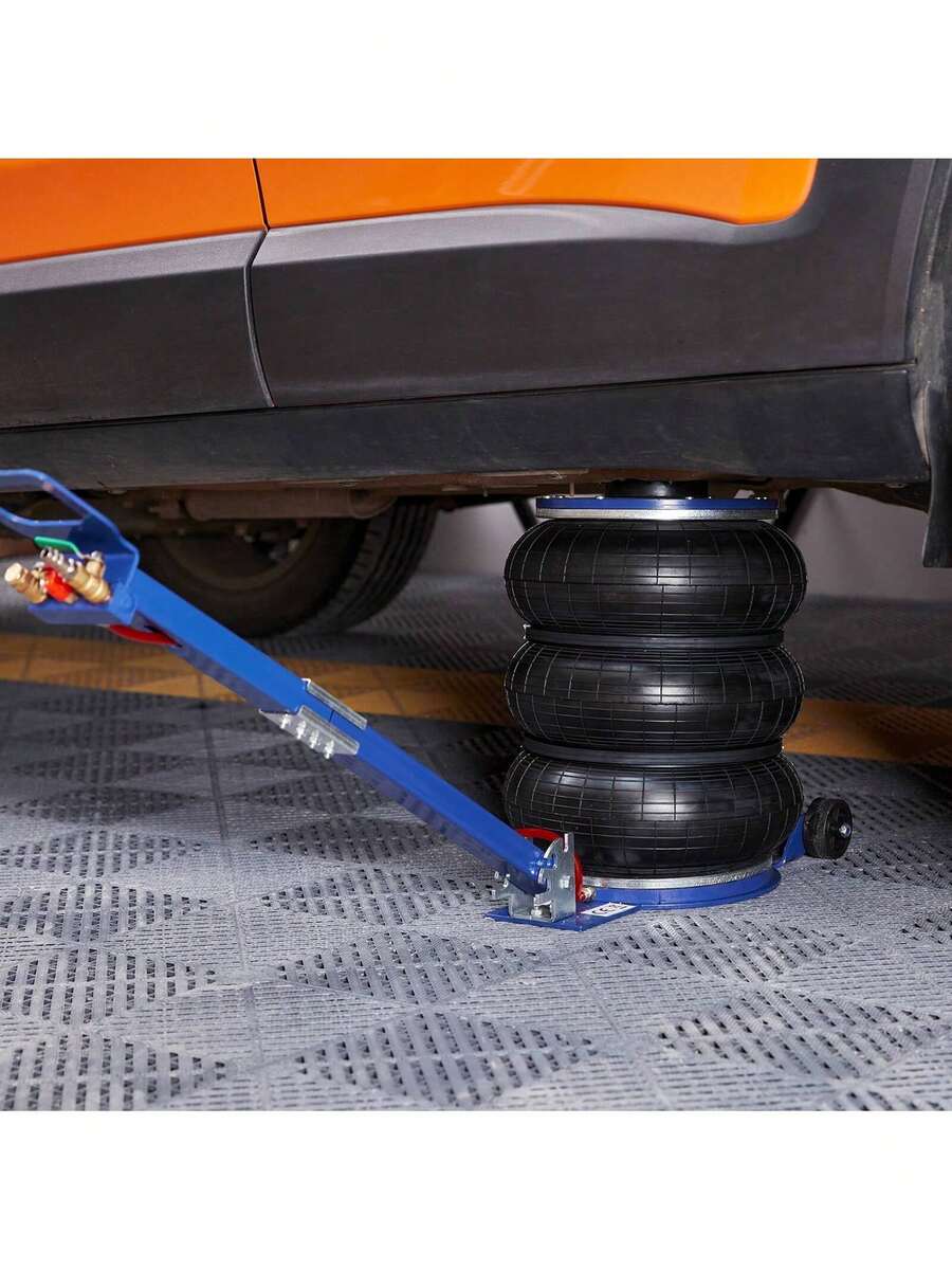 Air Jack  5 Ton 11000 Lbs Triple Bag Air Jack  Airbag Jack With Six Steel Pipes  Lift Up To 18.5 Inch 470 Mm  3-5 S Fast Lifting Pneumatic Jack  With Adjustable Handle For Car  Garage  Repair - 藍色 - 查看 1
