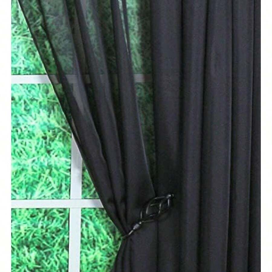 Today's Curtain Emelia - Panel de Gasa Original de 54 Pulgadas, Color Gris Pardo, 60 Pulgadas de Ancho x 54 Pulgadas de Largo(152.4An x 228.6Al cm (1 Paneles) Negro) - Multicolor - Ver 1