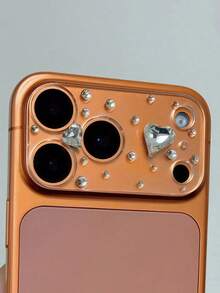 1pc Cute Sparkling Heart-Shaped Diamond Rhinestone Colorful Transparent Camera Screen Protector, Compatible With IPhone 17 Pro Max/17 Pro. Soft Transparent Protective Case, Compatible With Apple 17 Pro Max, Transparent Hollow Base, Protects 17 Camera, Camera Cover, Camera Protector Film, Phone Metal Sticker, Phone Accessories, 17, Phone Protection, 17 Pro Screen Protector Enhanced Version, Electrostatic Adsorption Accessories, Phone Camera Protector Film With Sparkling Diamonds, 17 Pro Max Lens Cover, Camera Cover Protective Case - Purely Transparent - View 7