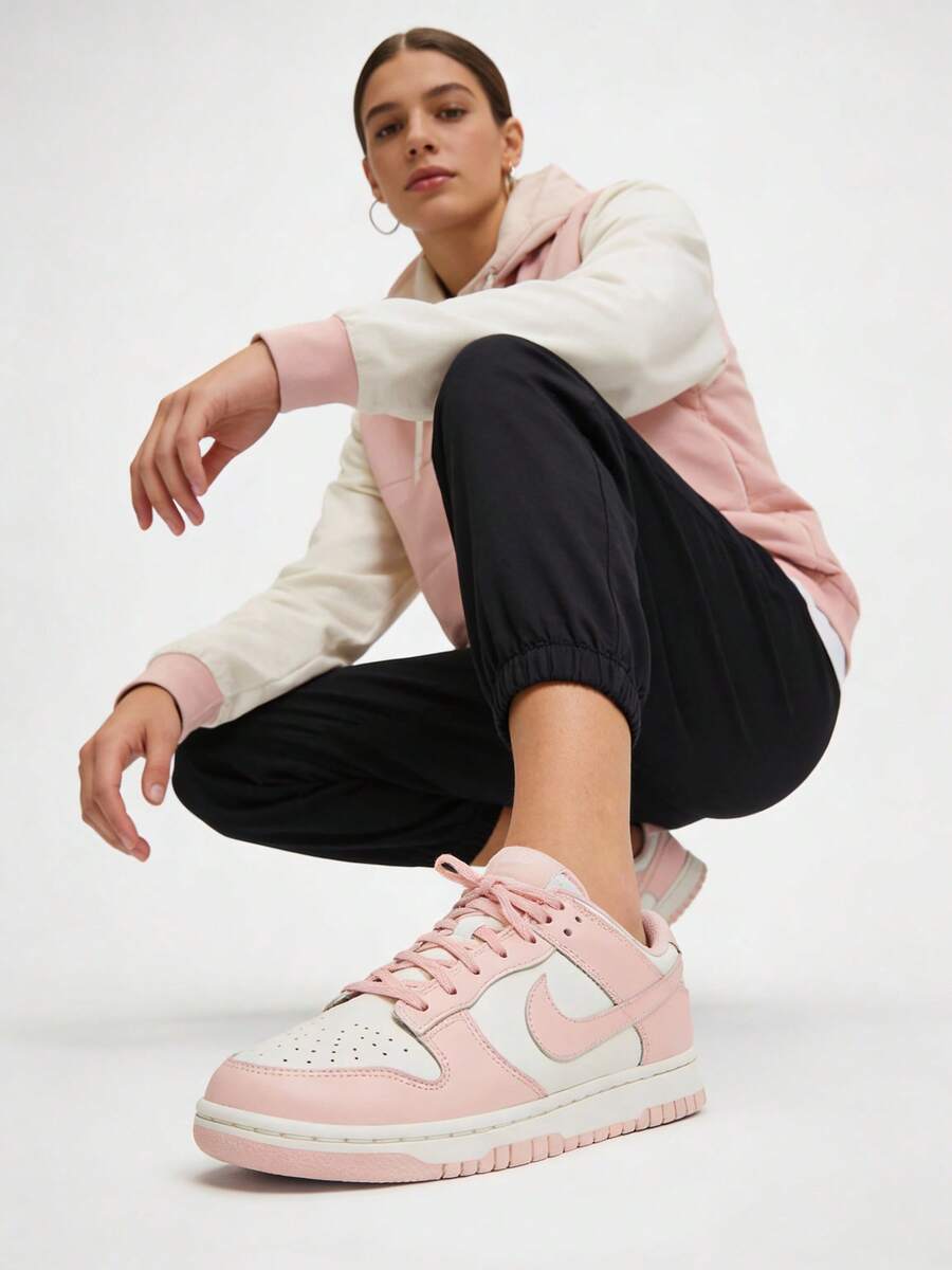 Nike Dunk Sneakers - Casual, Versatile, Retro, Sporty, Lightweight Lace-Up Shoes For Women - Sakura Pink - Cherry Blossom Pink - View 1