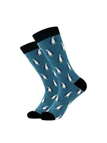 1 Pair/2 Pairs/4 Pairs Funny Cartoon Penguin Print Mid-Calf Socks, Unique Fashion Unisex Casual Mid-Calf Socks, Men Crew Socks - Multicolor - View 11