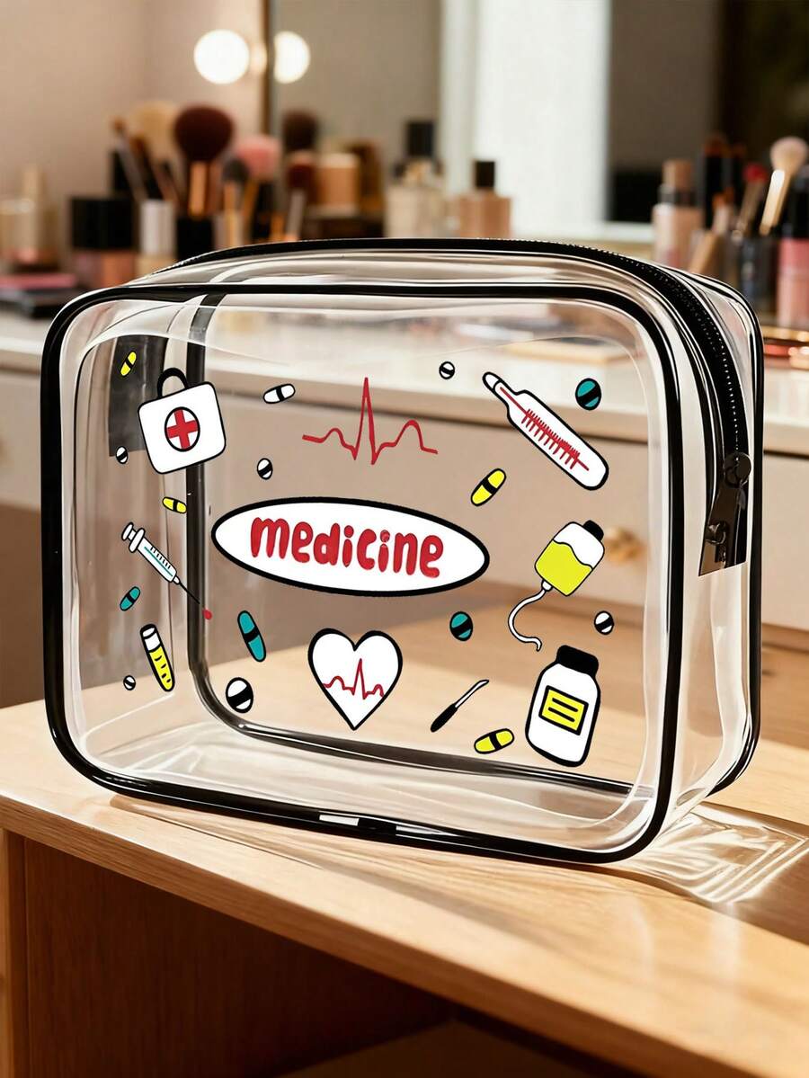 Túi đựng đồ vệ sinh cá nhân trong suốt mới - Vật dụng cần thiết khi đi du lịch, Túi đựng đồ vệ sinh cá nhân du lịch xách tay có khóa kéo, Túi đựng đồ vệ sinh cá nhân bằng PVC trong suốt dùng cho bãi biển, Túi đựng đồ chống thấm nước, Túi đựng đồ trong suốt, Túi đựng cáp và cổng USB, Có thể đựng thuốc, bộ dụng cụ y tế, v.v. Túi đựng thuốc, Hộp đựng thuốc, Hộp đựng thuốc, Túi đựng thuốc bệnh viện, Bộ dụng cụ sơ cứu, Túi đựng thuốc, Vật dụng cần thiết khi đi du lịch, Vật dụng cần thiết khi đi nghỉ mát