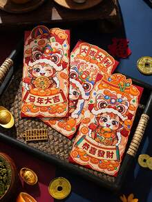 6Pcs/Set 2026 Horse Year Creative Cartoon Red Envelopes Chinese New Year Lucky Money Packets Festive Spring Festival Gifts For Party Celebrations - Đỏ - Xem 3