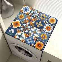 1pc Colorful Tile Pattern Design, Silica Gel Washing Machine Dryer Top Cover Pad, Anti-Slip, Suitable For Laundry Room, Bathroom, Home Decor - Multicolor - View 2