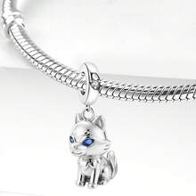 1颗925纯银卧狼吊坠珠，适合女士手链、手镯DIY饰品制作及日常佩戴，适合女孩佩戴。 - 蹲坐灰狼 - 查看 6