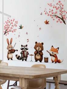 Fun Animal & Bird Wall Decals - DIY Cartoon Monkey, Giraffe, Lion Murals - Contemporary PVC Home Decor Stickers For Living Room - Multicolor - View 6