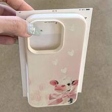 1个柔软TPU材质可爱粉色蝴蝶结奶牛图案手机壳，兼容 17 Pro Max/17/16 Pro Max/15/13/12/11、S20 FE/A15/S24/A55、Redmi Note 11/12/13 Pro，全包防震保护套 - 白色 - 查看 3