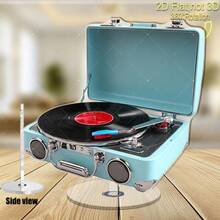 2D 复古便携式旋转唱机，带旋转黑胶唱片 - 复古浅蓝色亚克力材质，360°旋转，无需电源 - 彩色 - 查看 7