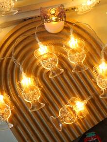 1pc 1.5m/3m Plastic Kerosene Lamp Decorative String Lights, Ramadan Decoration Lights, Indoor Decor Kerosene Bottle Lights, Battery Powered