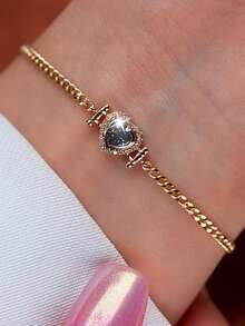 1条S925纯银心形手链，优雅浪漫，日常佩戴佳品，贴心礼物 - 愛心 - 查看 11