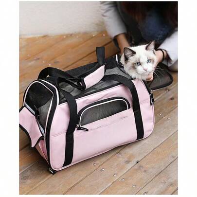 Portable Cat Carrier - Soft Side Cat Carrier Medium Sized Cats And Puppies Weighing Up To 15 Pounds, Pet Carrier Bag, Airline Approved Travel Dog Carrier, Handheld Pet Bag, Pet Carrier Backpack