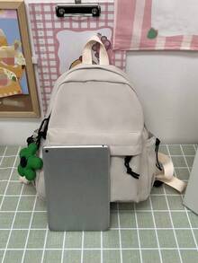 女士大容量轻便尼龙背包，适合日常使用 - 白色 - 查看 2