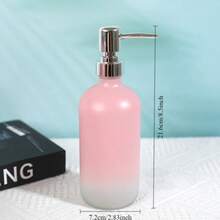 16盎司可重复使用渐变粉色玻璃皂液器，无香型可灌装洗手液瓶，适用于浴室和厨房 - 粉色 - 查看 3