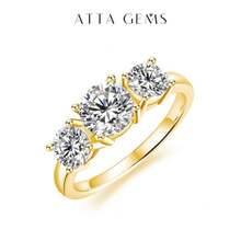 3 Stones All Synthetic Moissanite Ring Elegant Design For Woman Man Anniversary Wedding Engagement 925 Sterling Silver Rings Gift Valentine's Day R014 - 0,5CT/1CT/0,5CT;Màu vàng - Xem 9