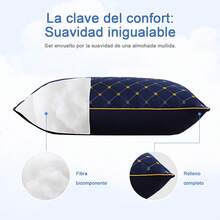 Bordado premium Almohadas de microfibra suave y soportes 60cm*40cm 1/2pz para dormitorio en cama y la sala de estar en sofá - Azul - Ver 4