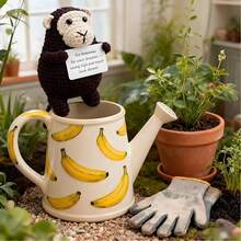 1pc Solarfun Handmade Crocheted Gorilla - Crocheted Plush Doll, Comes With Inspirational Card, Handmade Gift, Suitable For Home/Office Decor, Teacher's Day & Colleague Gifts - Multicolor - View 4