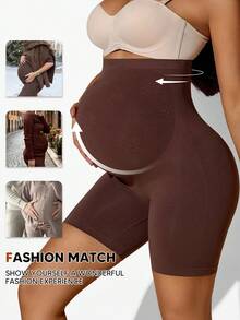 High-Waisted Support Shorts For Pregnant Women, Abdominal Support, Soft And Breathable Maternity Clothing, Anti-Friction Maternity Underwear, Hip-Lifting And Back Pain Relief, Specially Designed For Pregnant Women, Thigh-Protecting Maternity Shorts To Prevent Exposure, Adapting To The Overall Growth During Pregnancy - Cà phê nâu - Xem 6