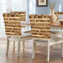 1pc/4pcs/6pcs/10pcs Vintage Style Distressed Wood Texture Print Short Plush Removable Chair Cover, Suitable For Dining Room, Living Room, Office, Hotel And Home Decor, All Seasons