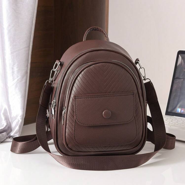 dual mini leather backpack VASCHY Women's Backpack, PU Waterproof Fashion Small Casual Backpack Travel Backpack, Black, Small, Backpacks The Mini Journey Backpack is handcrafted from full Demonia Mini Backpack with silver