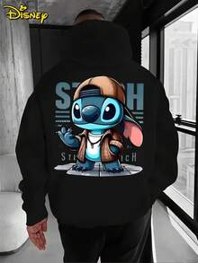 2026Disney Shi Dizai Hoodie-Men's Lion King Patterned Pullover, Loose Hooded Sweater In Front Pocket, Suitable For Casual Wear, Birthday Gifts For Disney Pixar Car Fans, Travel Clothes, Playful Design, Comfortable Fabrics, Fan Clothes, Movie Lovers, Home Clothes, Durable Materials, Printed Sweatshirts, Men. - Black - View 1