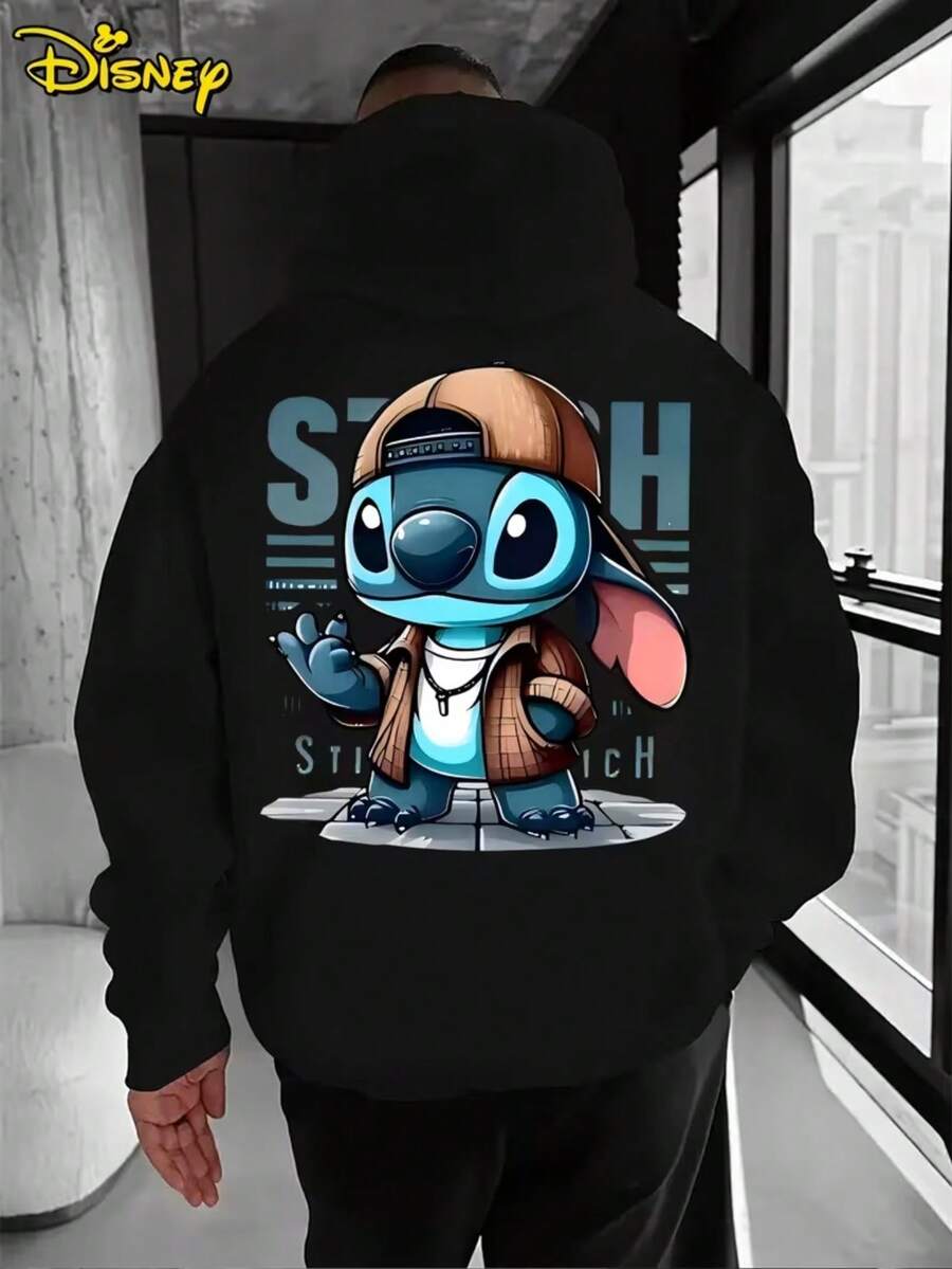2026Disney Shi Dizai Hoodie-Men's Lion King Patterned Pullover, Loose Hooded Sweater In Front Pocket, Suitable For Casual Wear, Birthday Gifts For Disney Pixar Car Fans, Travel Clothes, Playful Design, Comfortable Fabrics, Fan Clothes, Movie Lovers, Home Clothes, Durable Materials, Printed Sweatshirts, Men. - Black - View 1
