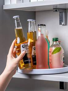 1pc Rotating Circular Kitchen Storage Tray, Convenient Access - Grey - View 7