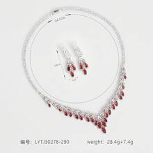 3件套女士时尚首饰套装，多种颜色可选，女士首饰套装，配饰，饰品套装，钻石项链，吊坠，首饰，项链，耳环，水滴形，流苏，首饰套装，女士首饰，婚礼，婚礼配饰，适合女士/新娘/伴娘/节日/派对/婚礼/宴会佩戴，情人节礼物 - 首飾套裝 - 查看 8