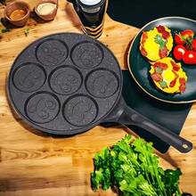 1pc 7-Cup Marble Non-Stick Pancake Pan, Round Baking Mold Suitable For Induction Cooktop, Dishwasher , Scratch-Resistant, Great For Pancakes, Crepes And Home Breakfast Cookware And Food Tray - Black - View 8