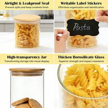 11-Piece Glass Jar Combination Set, 2 Piece: 1135ml (38 Ounces), 2 Pieces 850ml (28.5 Ounces), 2 Pieces 495ml (16.8 Ounces), Wide-Mouth Transparent Glass Food Storage Containers, Which Can Be Used To Store Coffee Beans, Noodles, Nuts And Other Glass Kitchen Utensils; Glass Jar With Labels, Stickers, Pens, Rose Gold Spoons. Good Gifts - Bộ 11 món - Xem 8