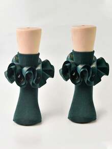 1 Pair Girls' Ruched Christmas Princess Dance Socks - Multicolor - View 3