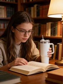 Vaso aislado de acero inoxidable de gran capacidad de 40 onzas, con asa antideslizante, diseñado para viajes largos, de boca ancha y fácil de limpiar, mantiene las bebidas heladas por períodos prolongados - Multicolor - Ver 8