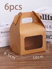 6pcs Handheld Gift Box With Display Window, White Packaging Box, Kraft Paper Packaging Box, Handle Kraft Paper Lid Box, Mountain Top Gift Box, Barn Box, Valentine's Day, Mother's Day, Children's Birthday Party, Wedding, Baby Shower - Multicolor - View 9