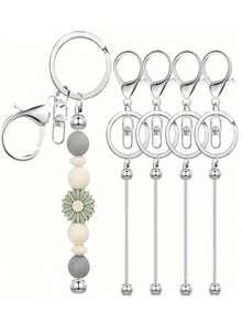 16pcs Blank Metal Beaded Keychain Pendant DIY Accessories Set, Suitable For Beaded Pendant Keychain Making, Jewelry Making Crafts - Keychain Accessory Kit - View 27
