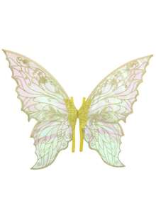 1件/套仙女蝴蝶翅膀，嘉年华派对表演道具，闪亮蝴蝶翅膀婚纱天使翅膀女士嘉年华服装配饰，彩色翅膀，情人节服装 - 彩色 - 查看 4