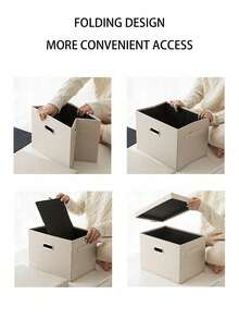 1 Peça Caixa de Armazenamento de Roupas, Caixa de Classificação de Tecido de Grande Capacidade para Uso Doméstico, Guarda-Roupa, Roupas Dobráveis, Cesta de Armazenamento de Algodão e Linho, Artefato - Multicolorido - Visão 6