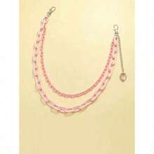 ROMWE Kawaii 1pc Sweet And Cool Dual-Layered Pink Acrylic Strawberry-Shaped Ladies' Pants Chain School Valentines - Pink - View 5
