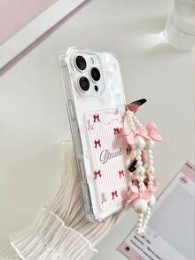 条纹蝴蝶结彩绘透明卡包硅胶软壳全包保护套，附赠串珠手链配件，兼容 17 Pro/17 Air/17/17 Pro Max、16/11/16 Pro/16 Plus/16 Pro Max/16 e、Galaxy、Redmi 等机型。 - 彩色 - 查看 6