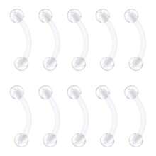 8-10pcs Clear Curved Barbells Retainer 16G Plastic Eyebrow Earring Lip Helix Tragus Rook Bars 6-12 Mm Labret Flexible Retainers Acrylic Bioflex Piercing - Clear - View 10